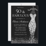 Glamorous Black & White Silver Dress 50th Birthday Invitation<br><div class="desc">Glamorous Black & White Silver Dress 50th Birthday Invitation
Variations to the invitation and matching items in our store
Also available as a digital invitation</div>