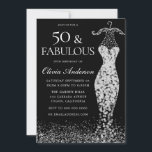 Glamorous Black & White Silver Dress 50th Birthday Invitation<br><div class="desc">Glamorous Black & White Silver Dress 50th Birthday Invitation
Variations to the invitation and matching items in our store
Also available as a digital invitation</div>