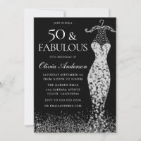 Glamorous Black & White Silver Dress 50th Birthday