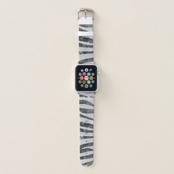 Glamorous Black White Sparkly Glitter Zebra Stripe Apple Watch Band by _LaFemme_ at Zazzle