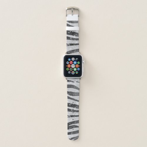 Glamorous Black White Sparkly Glitter Zebra Stripe Apple Watch Band