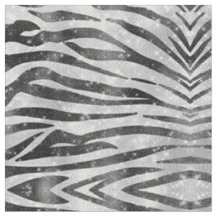 Glamorous Black White Sparkly Glitter Zebra Stripe Fabric