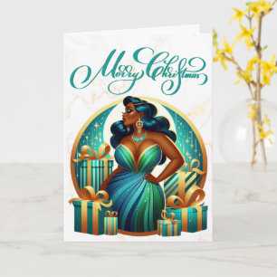 Glamorous Black Woman Festive Stylish Christmas Card