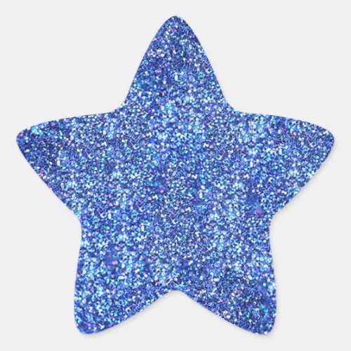 Glamorous Blank Blue Glitter Look Modern Template Star Sticker