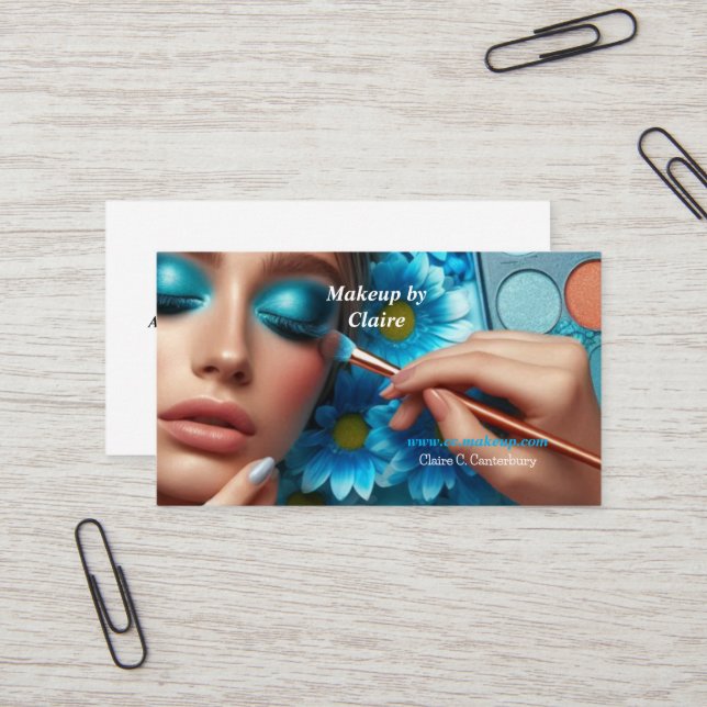 Glamorous Blue Eye Shadow Makeup  Business Card (Front/Back In Situ)