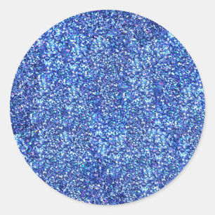 Glamorous Blue Glitter Blank Template Classic Round Sticker