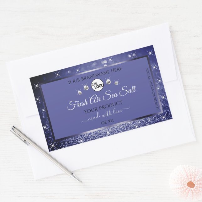 Glamorous Blue Glitter Product Label Logo Diamonds (Envelope)