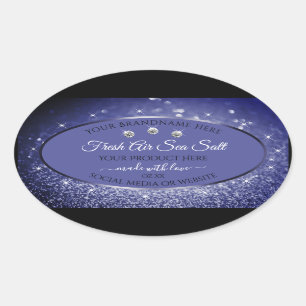 Glamorous Blue Glitter Product Labels Diamonds