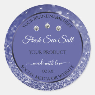 Glamorous Blue Glitter Product Labels Diamonds