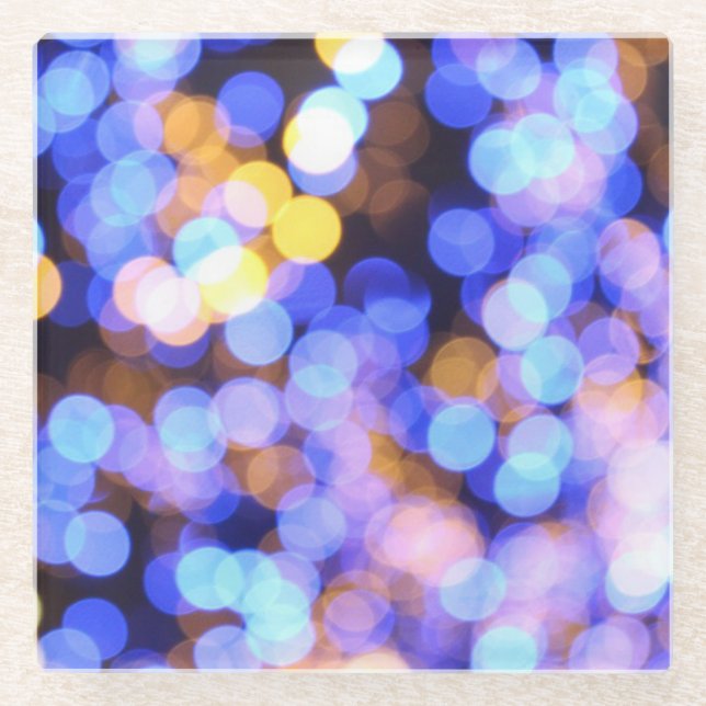 Glamorous Blue Lights Beverage Coaster (Front)