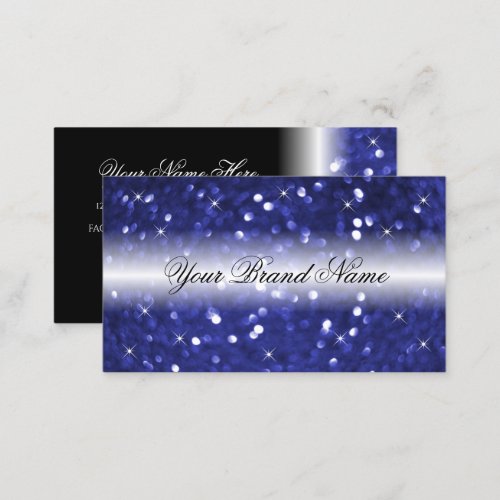 Glamorous Blue Sparkling Glitter and Stars Stylish Business Card
