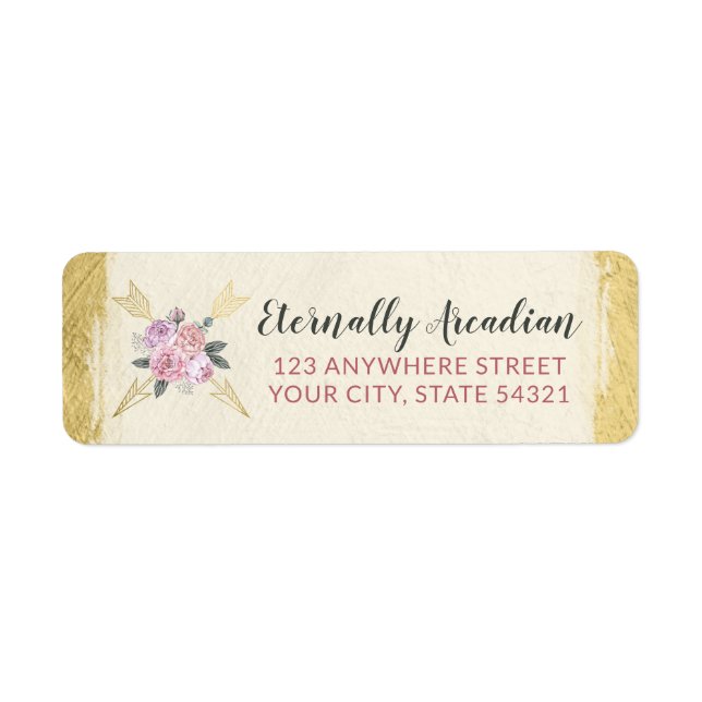 Glamorous Bohemian Floral Arrow Return Address Label (Front)