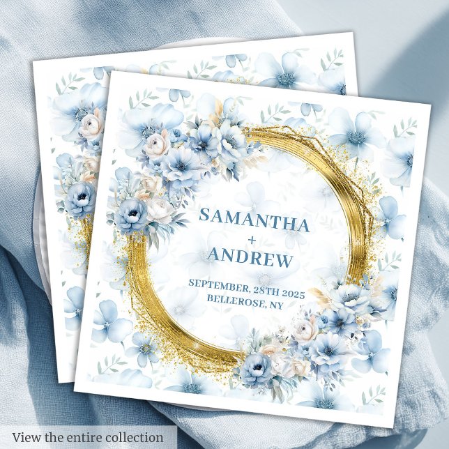 Glamorous Bohemian Light Blue Gold Wedding Napkins (Glamorous Bohemian Light Blue Gold Wedding Napkins

)