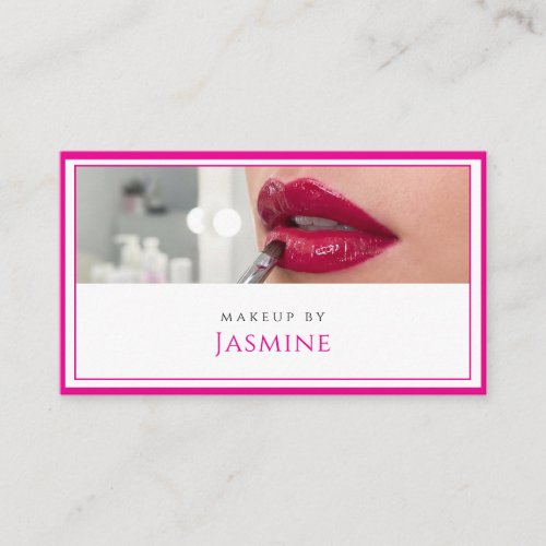 Glamorous Bold Fuchsia Gold QR code Makeup Artist  Business Card