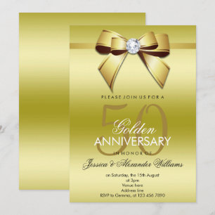 Glamorous Bow & Ribbon 50th Wedding Anniversary Invitation