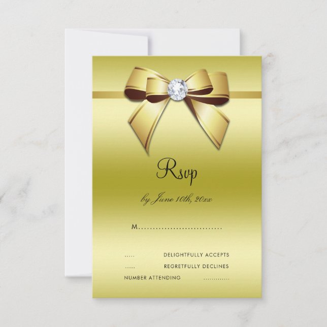 Glamorous Bow & Ribbon 50th Wedding RSVP (Front)