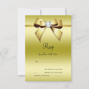 Glamorous Bow & Ribbon 50th Wedding RSVP Card