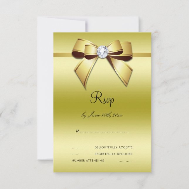 Glamorous Bow & Ribbon 50th Wedding RSVP Card (Front)