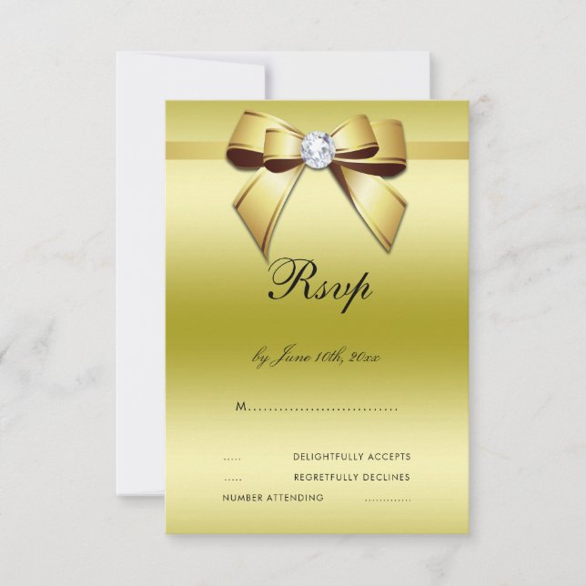 Glamorous Bow & Ribbon RSVP Card (Front)