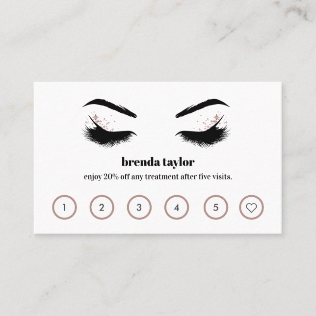 Glamorous Browbar Eyelash Custom Loyalty Business Card (Front)