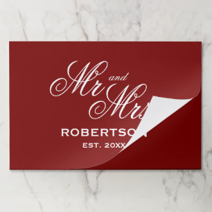 Glamorous burgundy red wedding party placemats