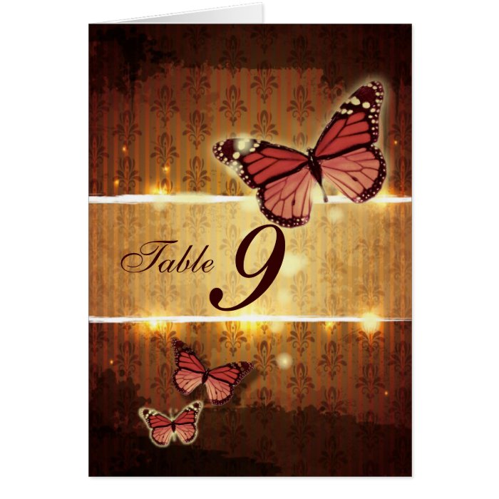 glamorous Butterfly Fall Wedding Table Number card