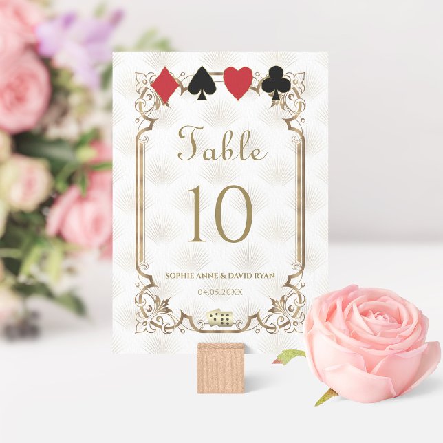Glamorous Casino Gold White Art Deco Wedding Table Number (Creator Uploaded)