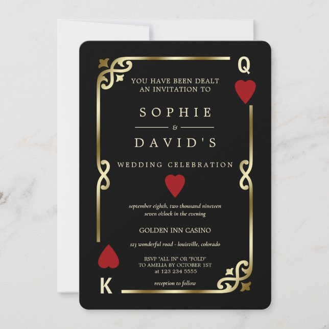 Glamorous Casino Las Vegas Poker Wedding Invitation (Front)