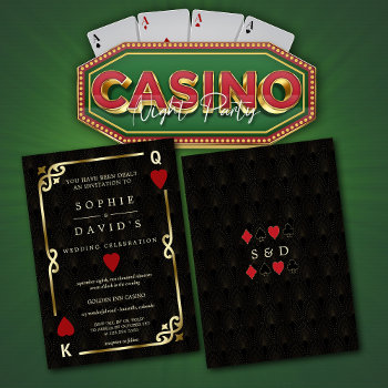 Glamorous Casino Las Vegas Poker Wedding Invitation by Go4Wedding at Zazzle