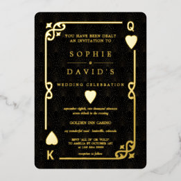 Glamorous Casino Las Vegas Poker Wedding Real Foil Invitation