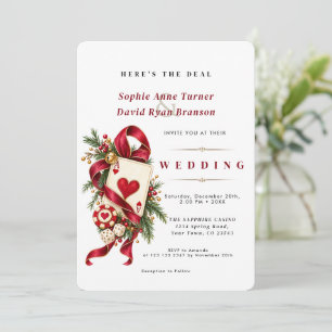 Glamorous Casino Night Burgundy Wedding Invitation