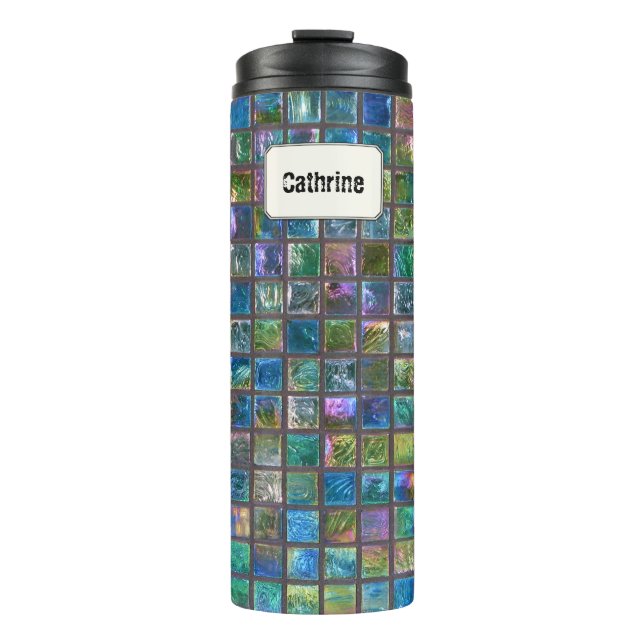 Glamorous Ceramic Tiles Custom Name Thermal Tumbler (Front)