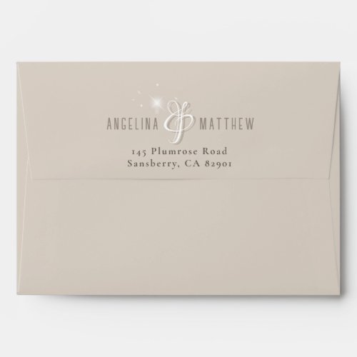Glamorous Champagne Glitter Luxury Wedding  Envelope