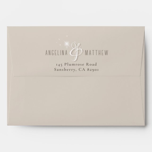 Glamorous Champagne Glitter Luxury Wedding  Envelope (Back (Top Flap))
