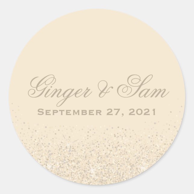 Glamorous Champagne Glitter Wedding Stickers (Front)