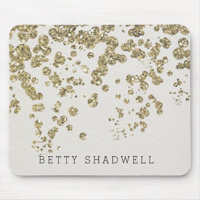 Glamorous Champagne Gold Confetti on Ivory Mouse Pad (Front)
