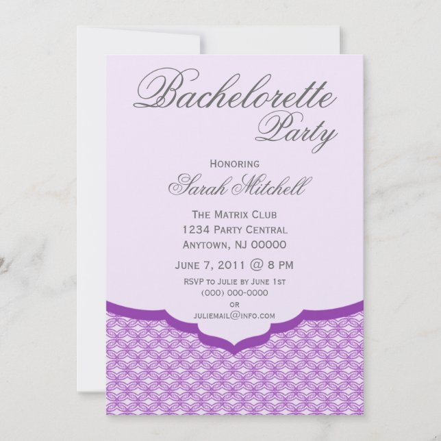 Glamorous Chic Bachelorette Party Invite, Purple Invitation (Front)