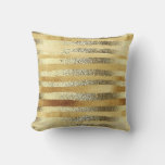 Glamorous Chic Faux Gold Metallic Stripes Throw Pillow at Zazzle