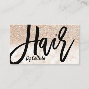 Glamorous Chic Gold Glitter Marble Hair Stylist Business Card