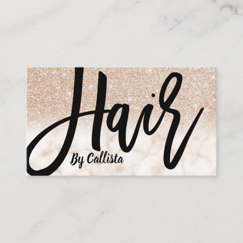 Glamorous Chic Gold Glitter Marble Hair Stylist Business Card