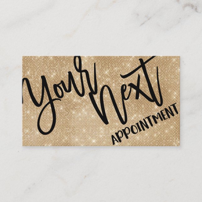 Glamorous Chic Gold Glitter Sequins Modern Appointment Card (Front)