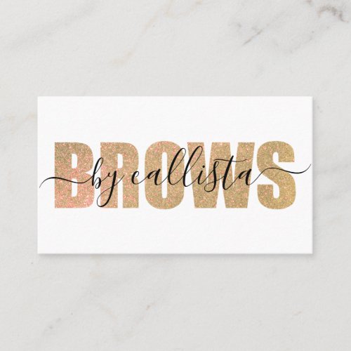 Glamorous Chic Gold Glitter Typography Brow Artist Business Card