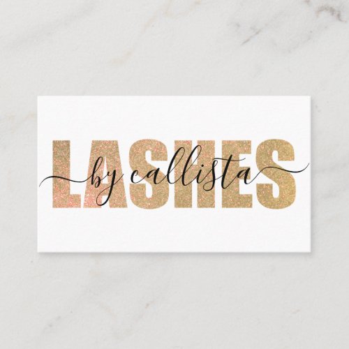 Glamorous Chic Gold Glitter Typography Lash Artist Business Card