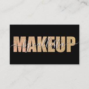Glamorous Chic Gold Glitter Typography Makeup Business Card