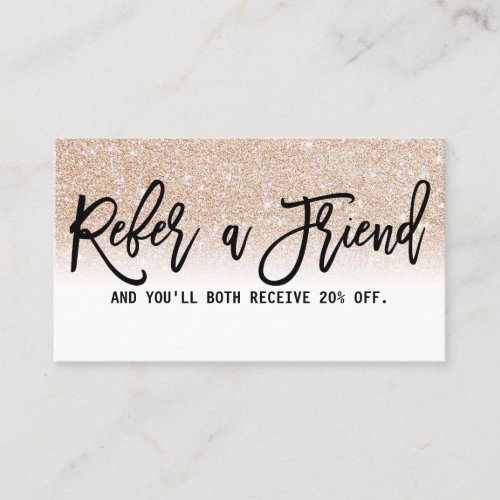 Glamorous Chic Gold Glitter White Modern Referral Card