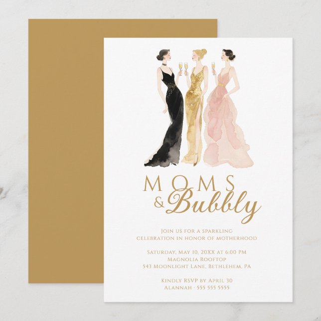 Glamorous Chic Moms & Bubbly Brunch TMF26 Invitation (Front/Back)