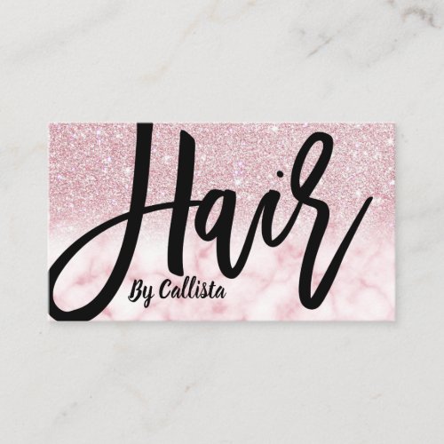 Glamorous Chic Pink Glitter Marble Hair Stylist Business Card