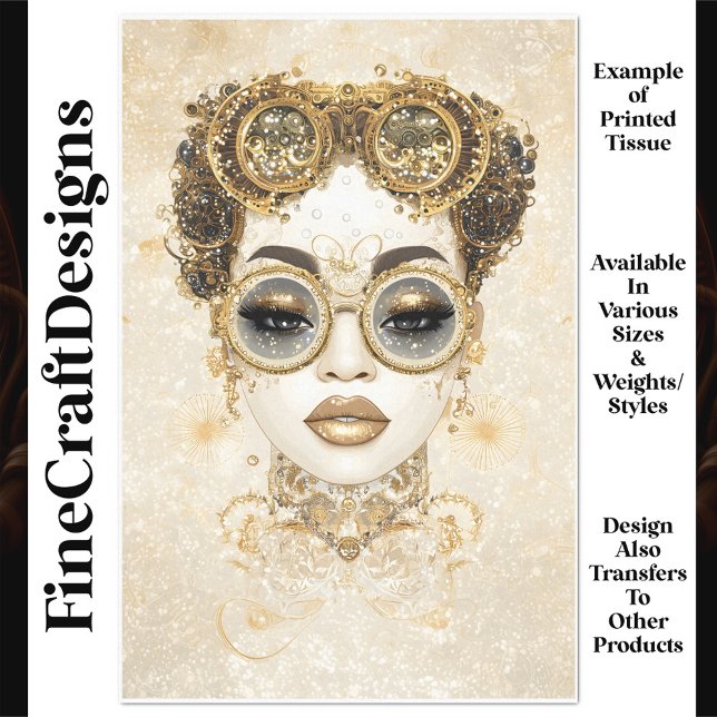 Glamorous Chic Steampunk Female Gold Q1 Decoupage Tissue Paper (Creator Uploaded)