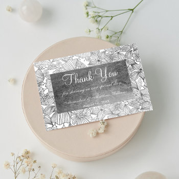 Glamorous Chic White Faux Silver Floral Thank You Postcard by pink_water at Zazzle