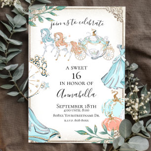 Glamorous Cinderella Fairy Tale Carriage Invitation